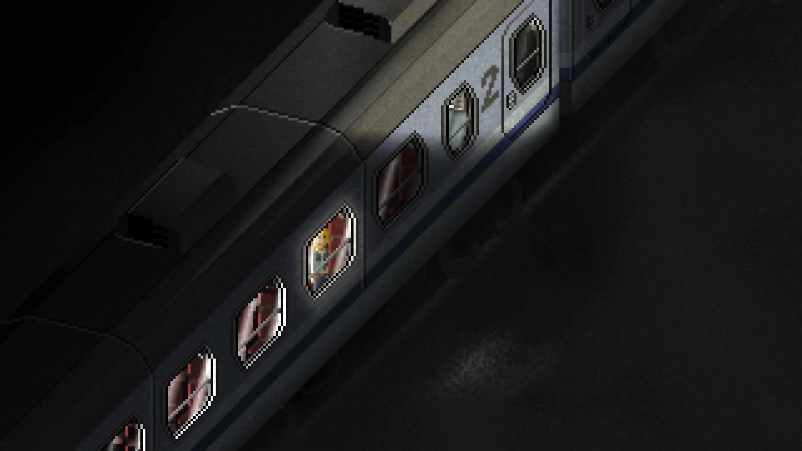 The corridor of a haunted night train